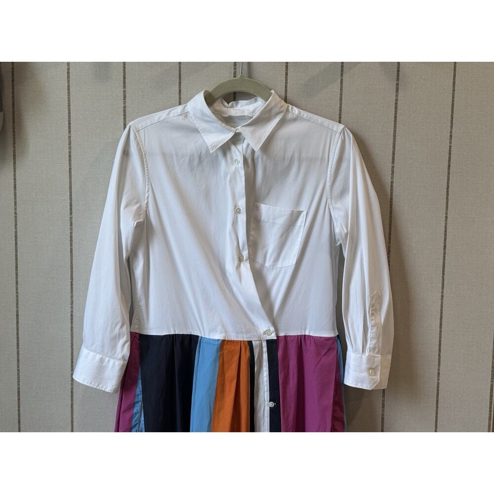 Sara Roka Elenat 85 Midi Wrap Poplin Dress 44 Us Medium Stripe Colorful A Line - Picture 2 of 14